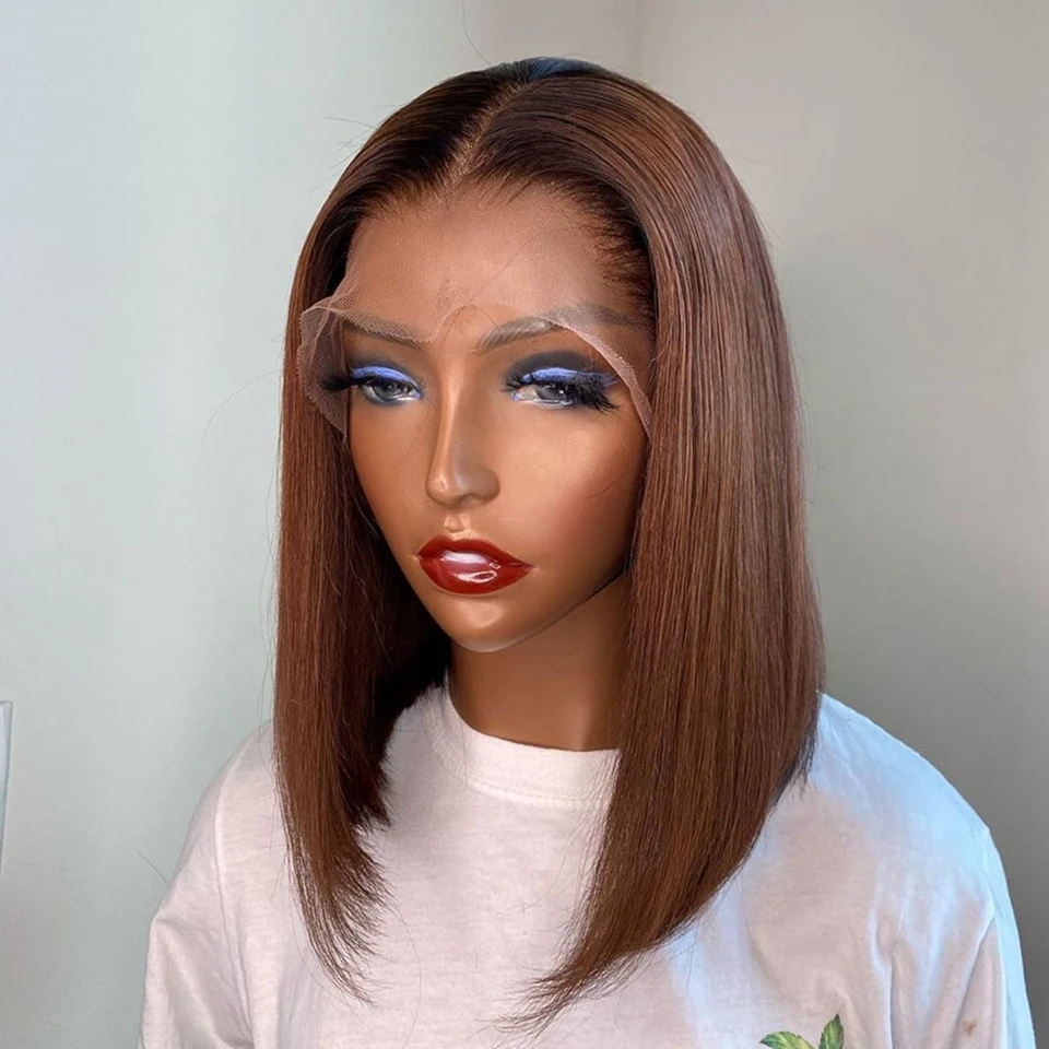 Straight Lace Front Human Hair Wigs for Women 1B/30 Omber Highlight Bob Wigs Bob 4x4x1 Lace Wig Colored Glueless Human Hair Wigs