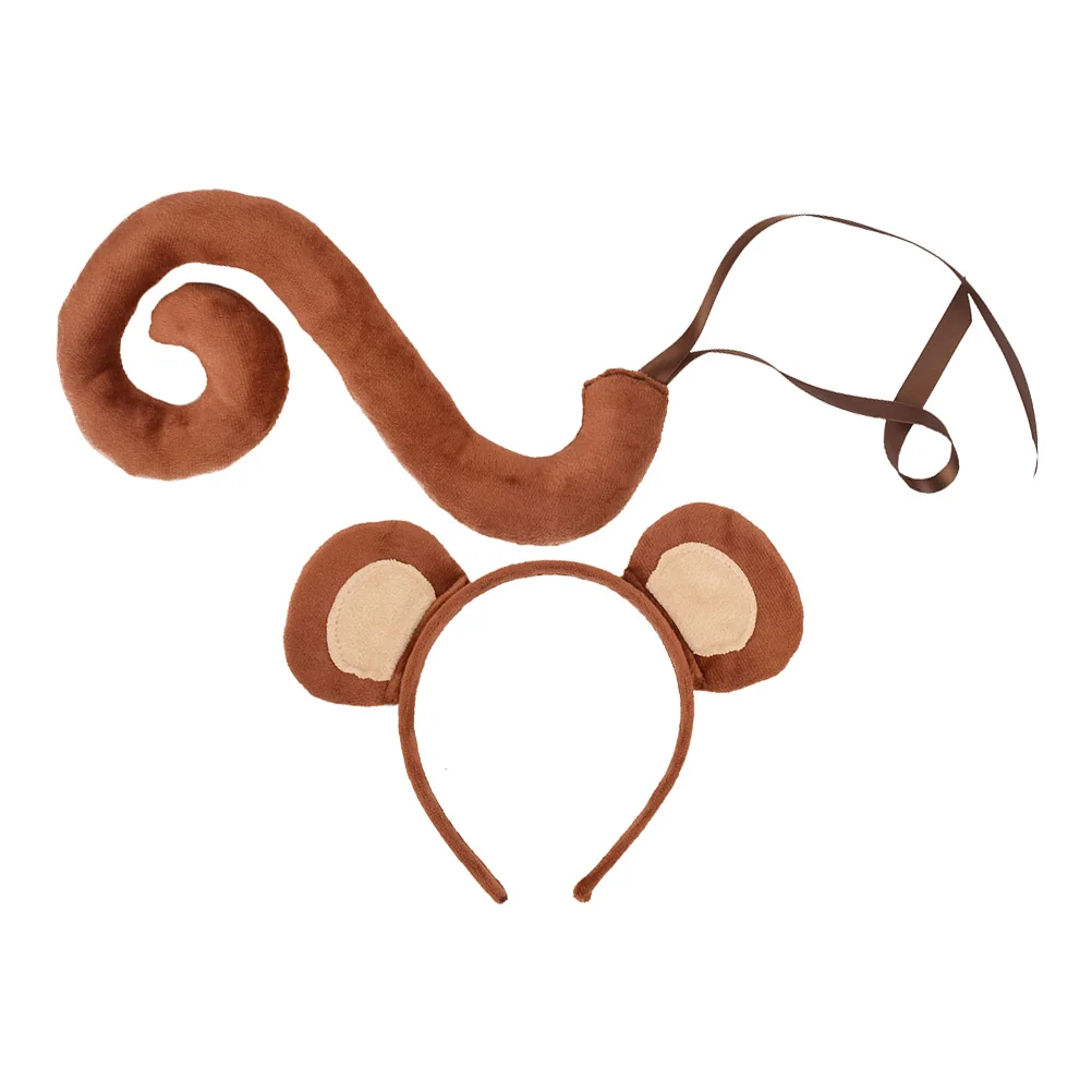 Повязка на голову обезьяны с хвостовыми ушками для детей реквизит фотосессии