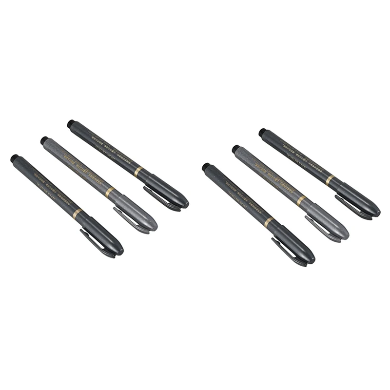 

6 Pcs/Lot Soft Brush Calligraphy Neutral Pen Multifunction Pen Office Supplies Black (Size S M L)