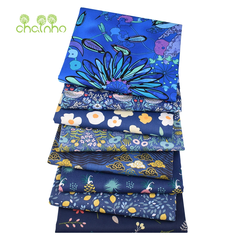 

Royal Blue Flowers,Printed Twill Cotton Fabric,DIY Sewing & Quilting Home Textiles Material For Baby & Children's Bedding,Skirt