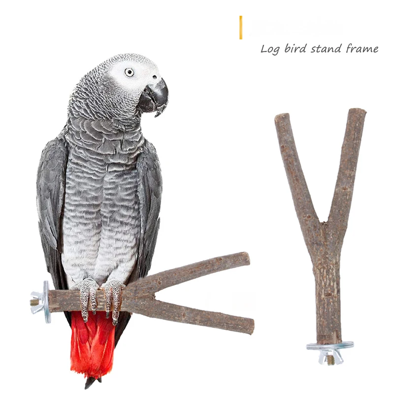 

1 Pcs Parrot Bird Standing Stick Natural wood stand Raw Wood Fork Parakeet Perches Bite Claw Grinding Toy Bird Cage Accessories