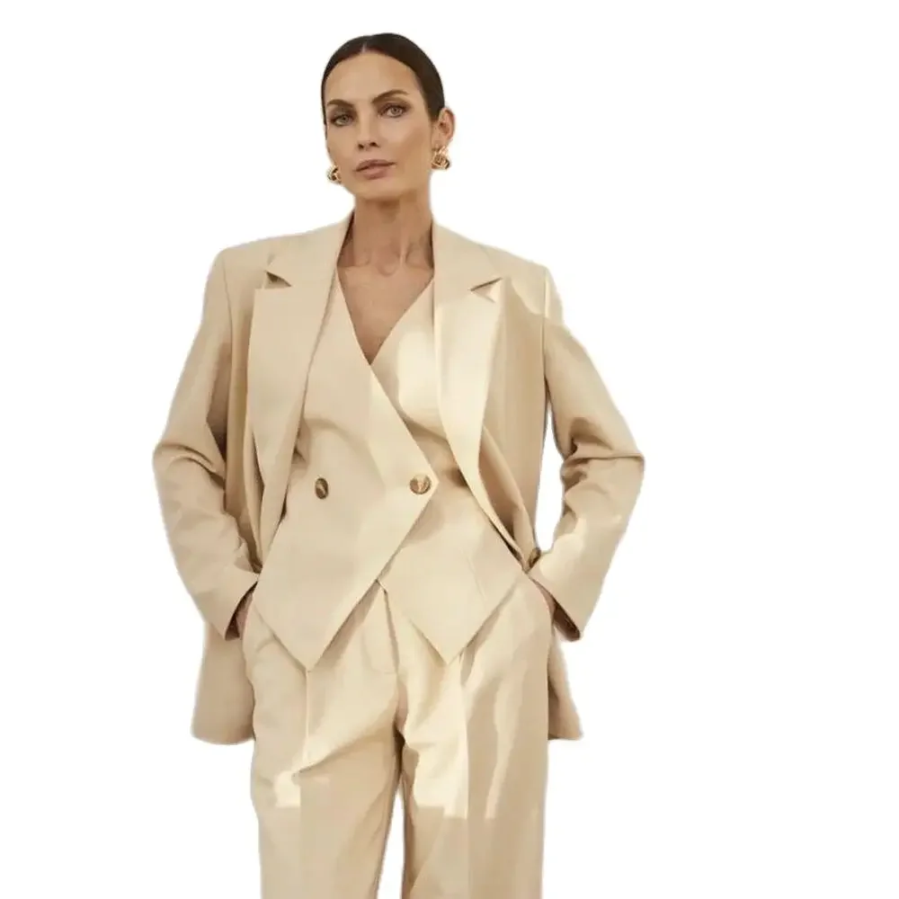 Модный женский комплект брюк новый из трех предметов (пиджак + брюки жилет) conjuntos