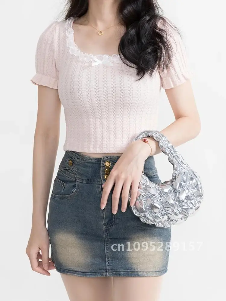 MABULA мини серебряная сумка на запястье с мягкой подкладкой в форме пузыря