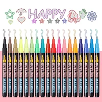 outline metallic markers 18 colors doodle dazzle marker double line marker pens glitter markers art drawing pens set highlighter