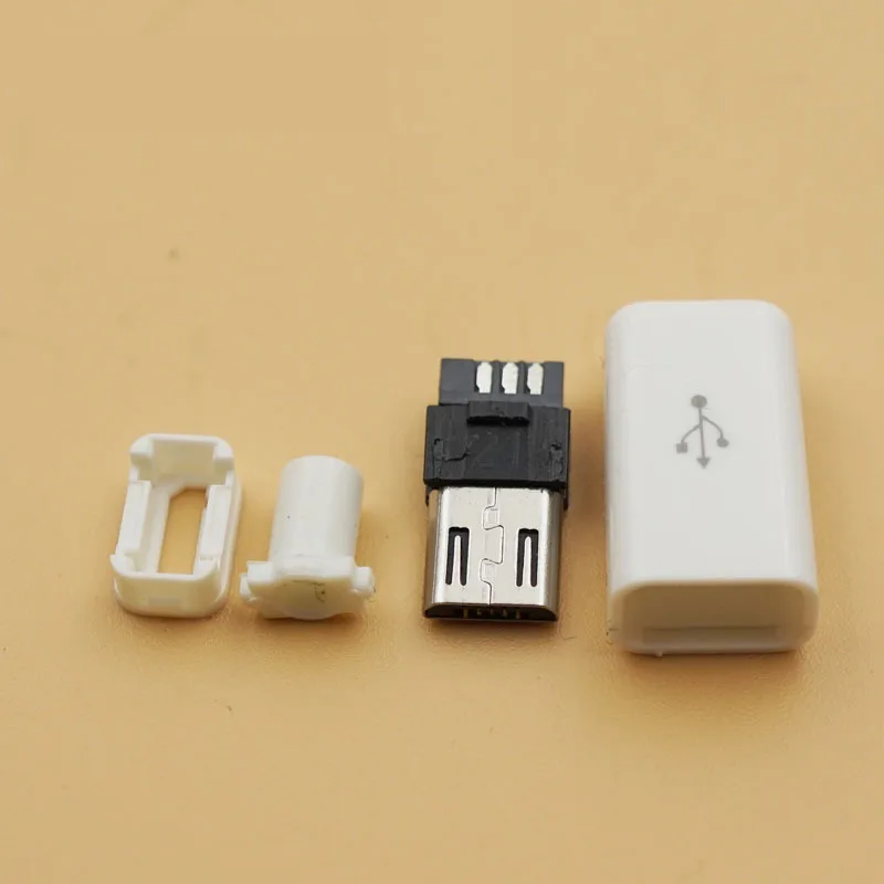Штекерный 5-контактный разъем Micro USB с белой пластиковой крышкой 4 в 1 для