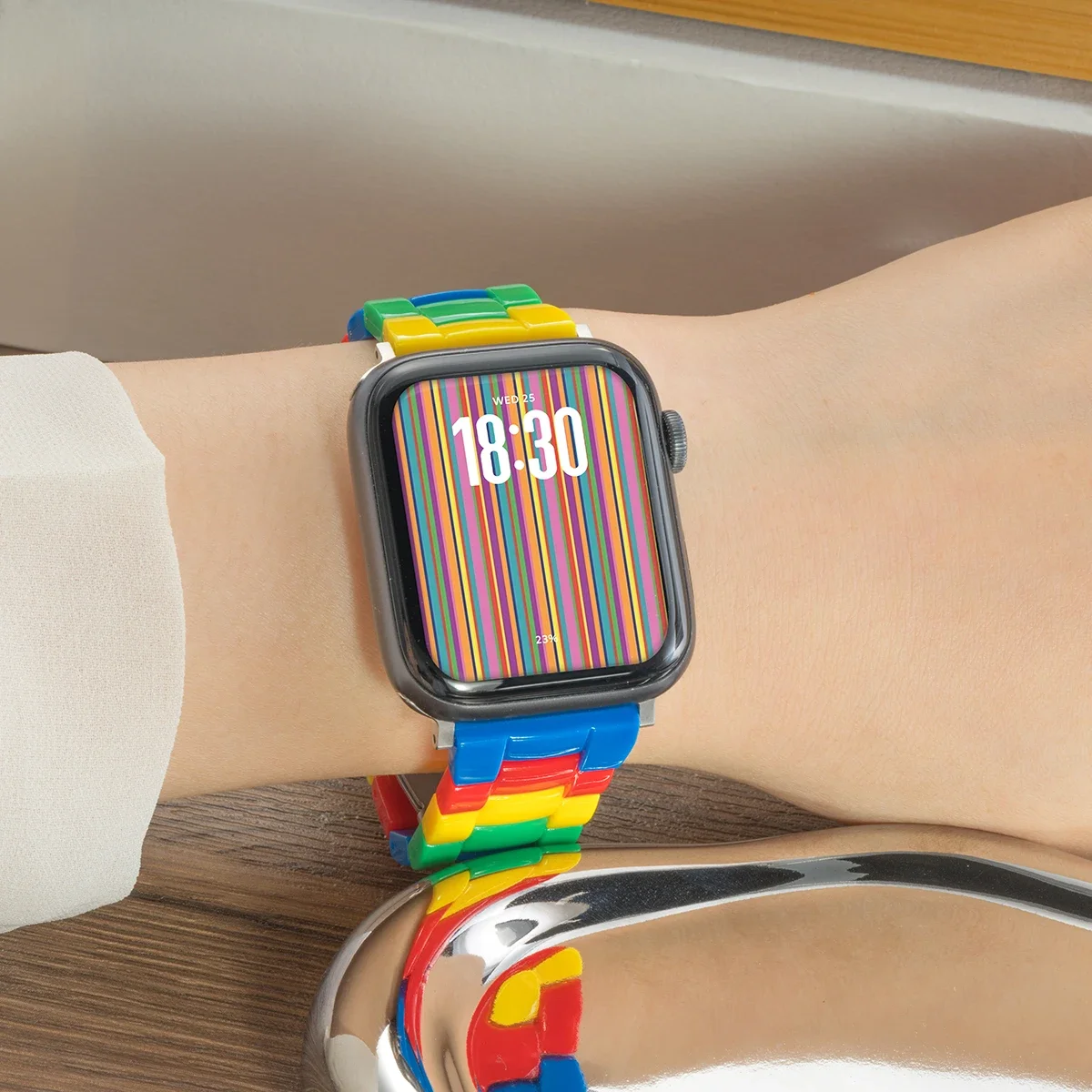 Фото Цветной блокирующий полимерный ремешок для IWatch Ultra 10 9 8 7 6 5 4 SE Ремешок конфетный унисекс для Apple Watch Различные размеры 42 мм-49 мм №4
