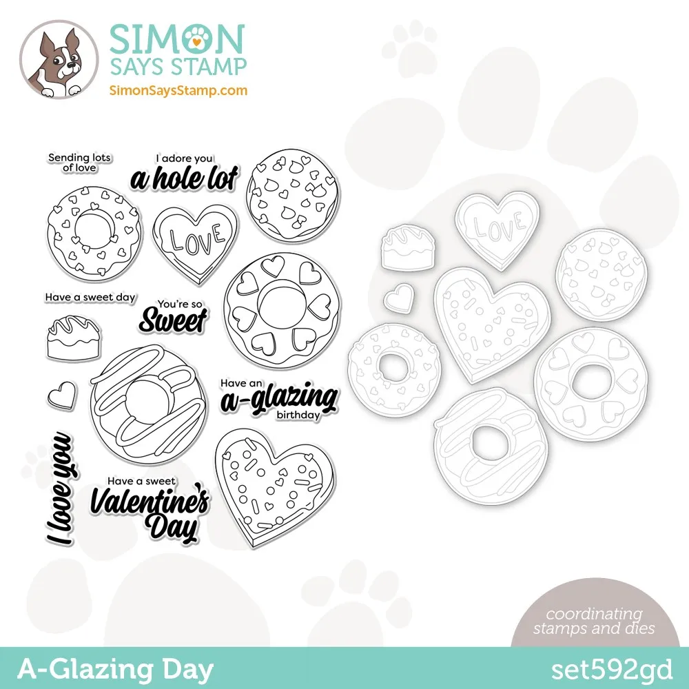 

A Glazing Day Valentine's Day Clear Stamps and Cutting Dies New December 2022 for Scrapbooking Paper Making Frames Card Craft