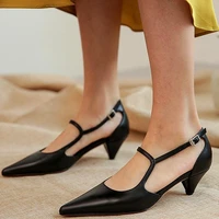 high heeled sandals womens summer shoes solid color buckle strap pumps pointed toe ladies suit shoes female office shoes