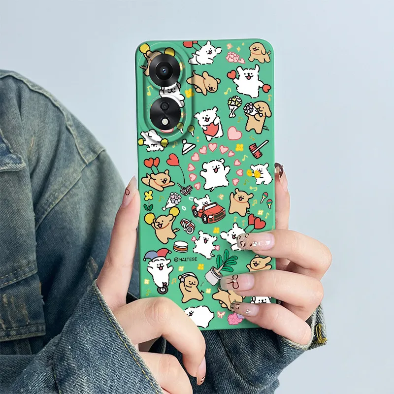Фото Чехол для телефона OPPO A78 5G CPH2483 CPH2495, силиконовый чехол с милым цветком панды для мальчиков и девочек, окрашенный корпус с рисунком, чехол №4