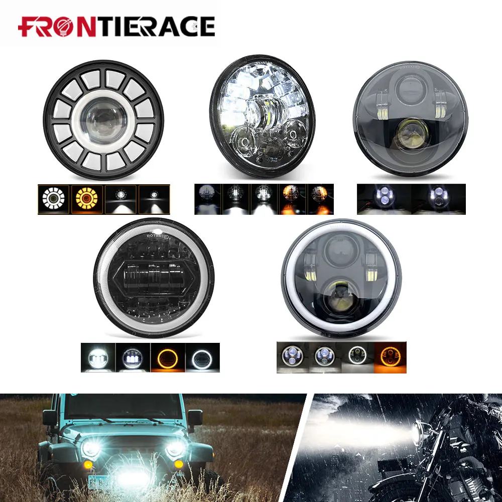 

5.75 inch Motorcycle LED Headlight For Projector Motorbike Headlights Angel Eyes Round Headlamp For Harley 200W 20000LM