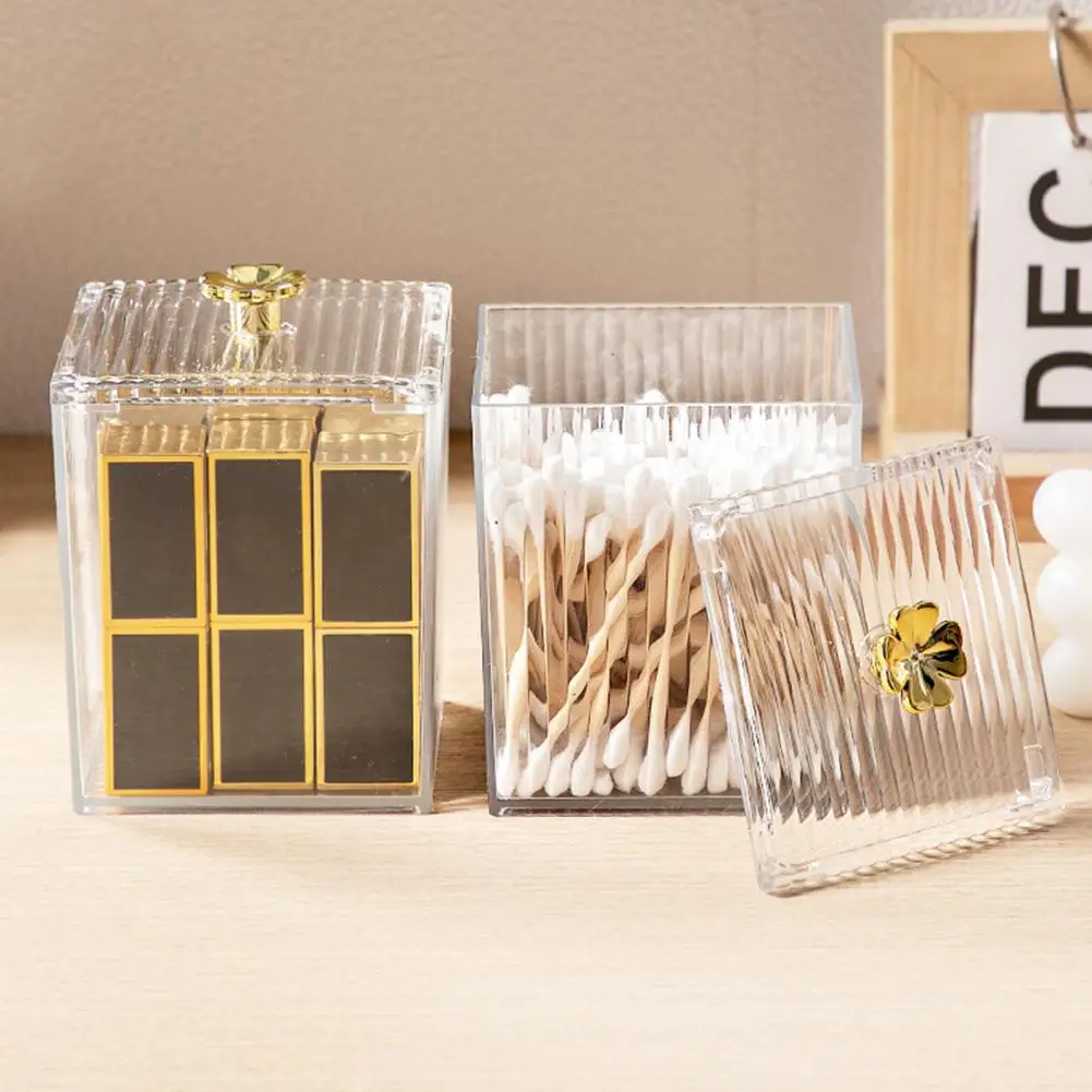 

Anti-crack Cotton Swab Organizers Dustproof Lid Lightweight Dirt Resistant Cosmetic Cotton Organizers Household Products