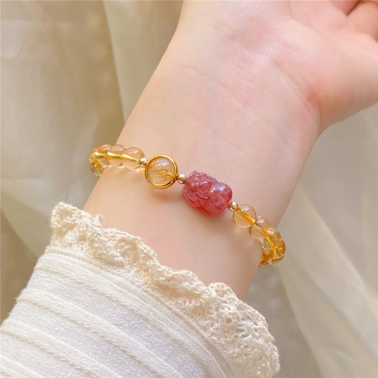 Koi King Lucky Crystal Браслет с кристаллами клубники Женский браслет из стерлингового