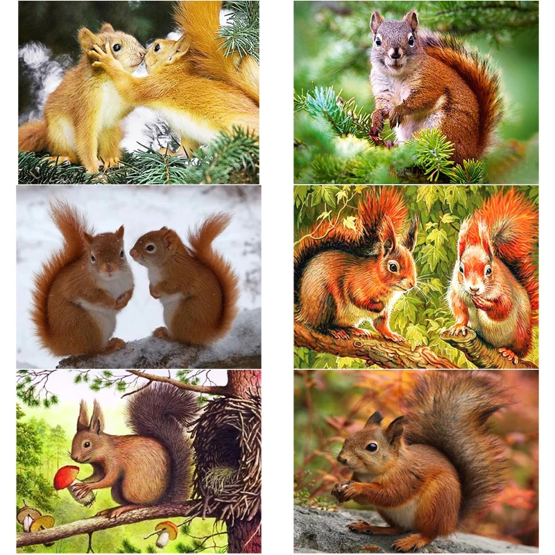 

Алмазная живопись 5D «сделай сам» с изображением белки, Набор для вышивки крестиком, Ручная инкрустация, подарки для дома, детской комнаты, н...