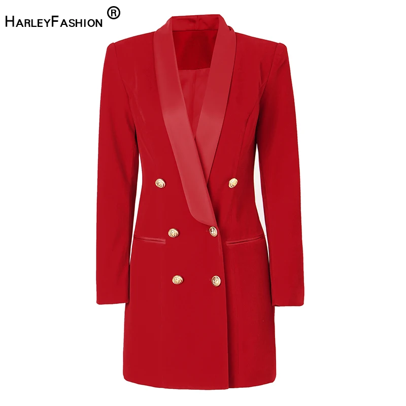 2023 NewYear Christmas Red Color Satin Shawl Collar Luxury Velvet Dinner Blazer Dress Top Quality