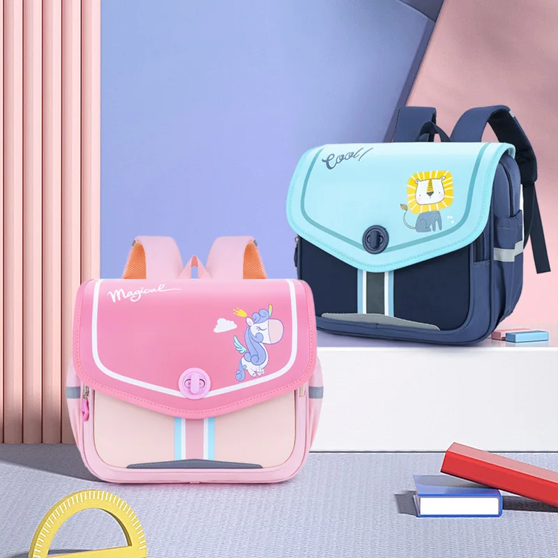 Cartoon Children Horizontal Backpack New Boy Girl Cartoon Unicorn Lion Schoolbags Primary School Students Grade 1-3 Backpack Hot