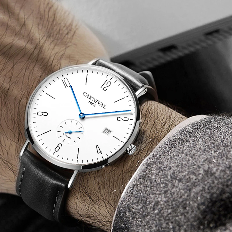 Relogio Masculino Carnival Brand Luxury Mechanical Watch Fashion Automatic Watches Waterproof Ultra Thin Calendar Clock For Men