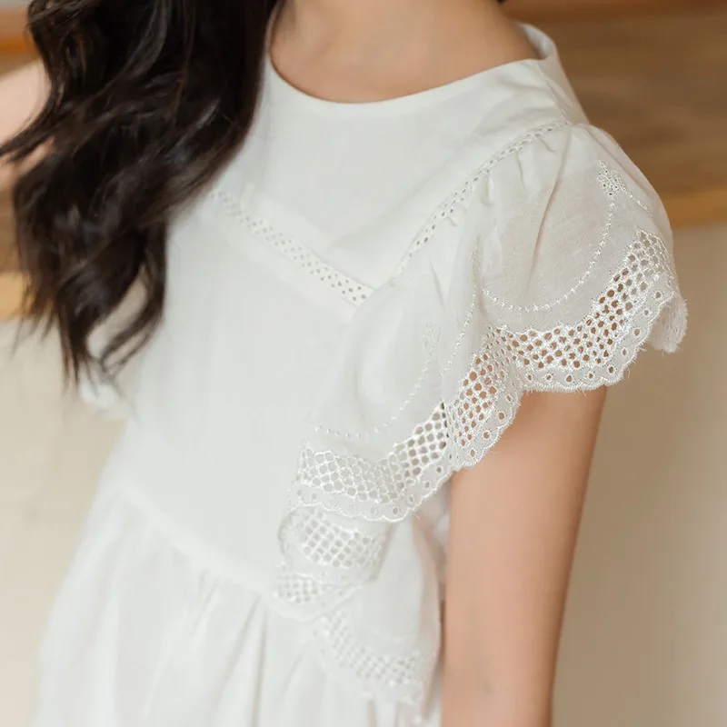 Белое платье для девочек с вышивкой новинка 2022 детское вечернее Детская летняя