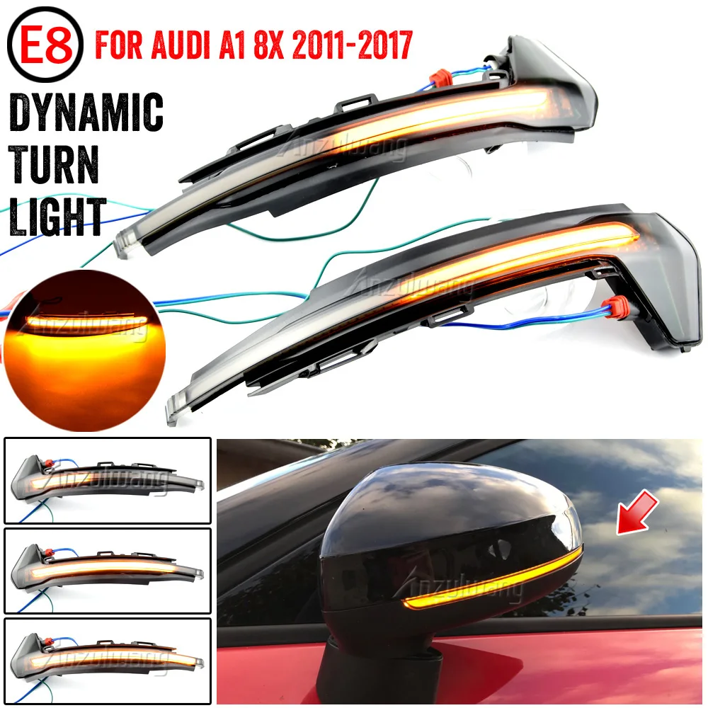 

2x LED Dynamic Turn Signal Light For Audi A1 8X 2011 2012 2013-2016 2017 Side Mirror Blinker Arrow Sequential Flasher Repeater