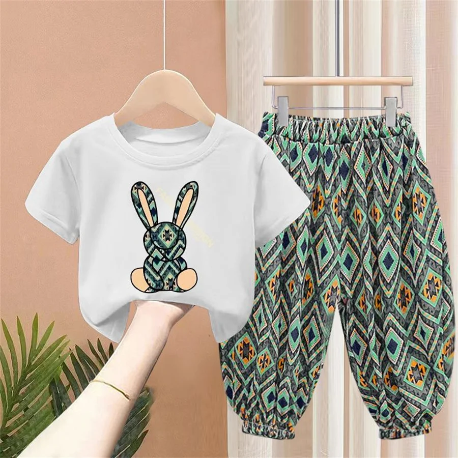 

Children Clothing Set Boy Girl Clothes Summer Suit Baby Sets Cute Cotton Tshirt Pants Toddler Loungewear Soft Tracksuit 2-10Y