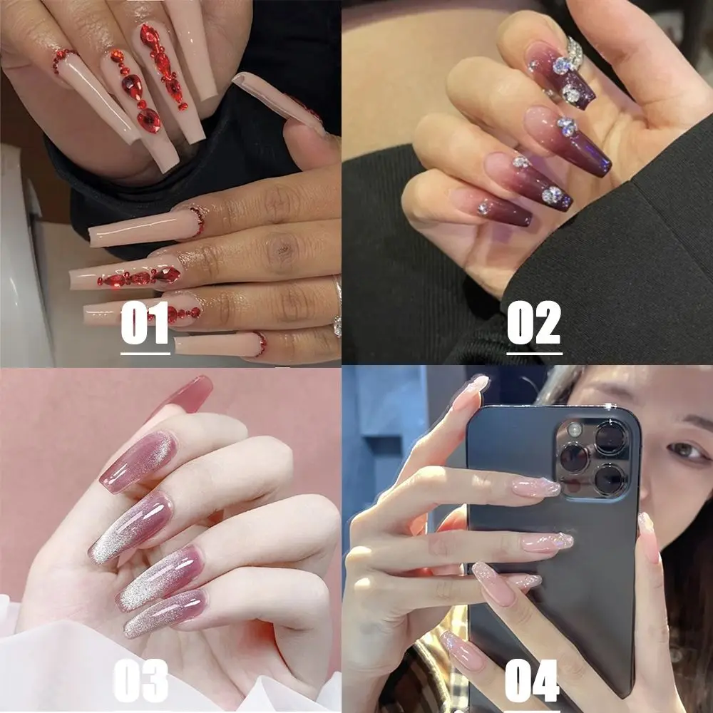 

24pcs/Box Detachable Glitter Coffin False Nails Wearable French Ballerina Fake Nails Full Cover Nail Tips Press On Nails