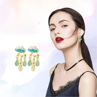 korean cute clouds raindrop tassel earrings for women oil glaze water drop cartoon stud earrings wedding party jewelry girl gift