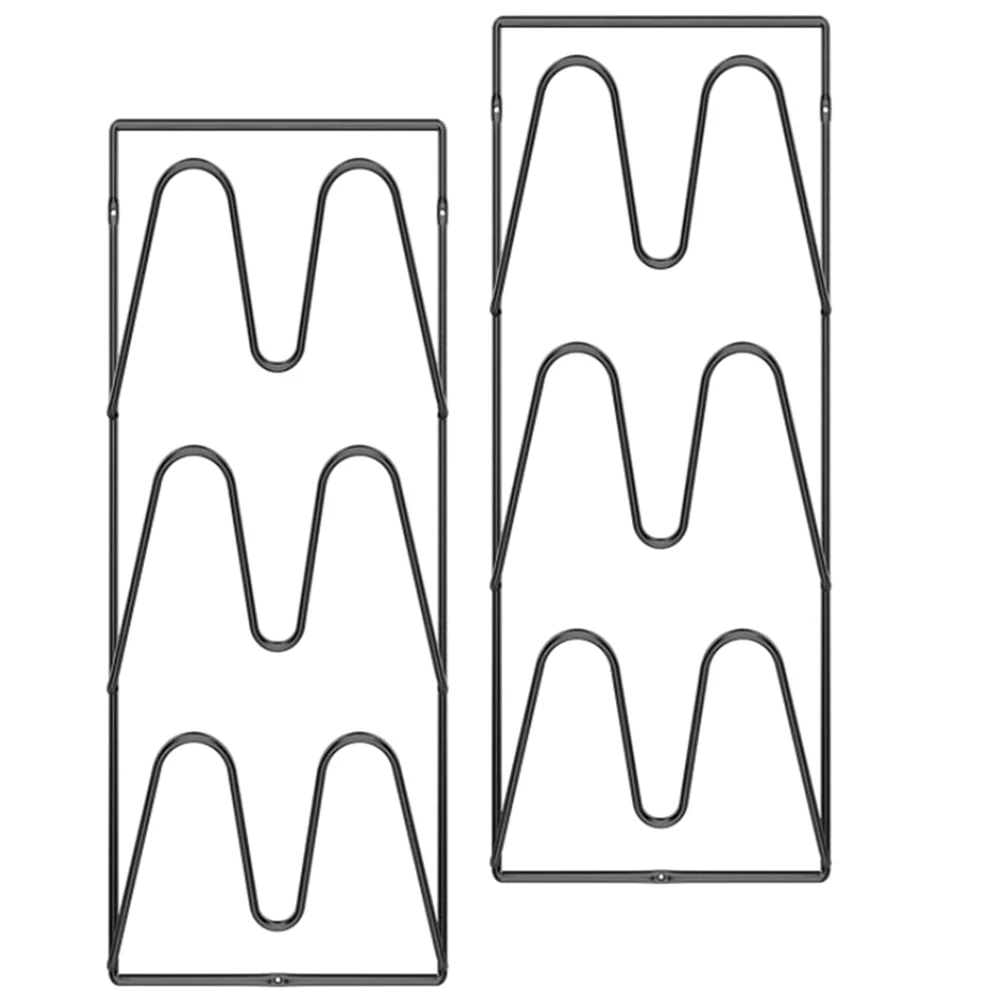 

2 Pcs Wall Hanging Decor Reusable Pot Lid Rack Household Punch Hole Home Holder Iron Restaurant Wear-resistant