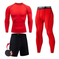 track suit mens gym clothing base layer sport tights training kit compression underwear quick dry warm sweat suit running suit