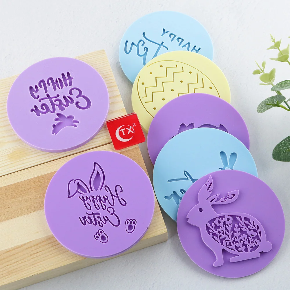 Easter Egg Rabbit Acrylic Cookies Cutter Cute Bunny Stamp Embossed Fondant Sugar Craft Cake Mold Baking Decorating Tools | Дом и сад