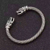 adjustable open bracelet norse viking wolf head dragon bangle bracelet