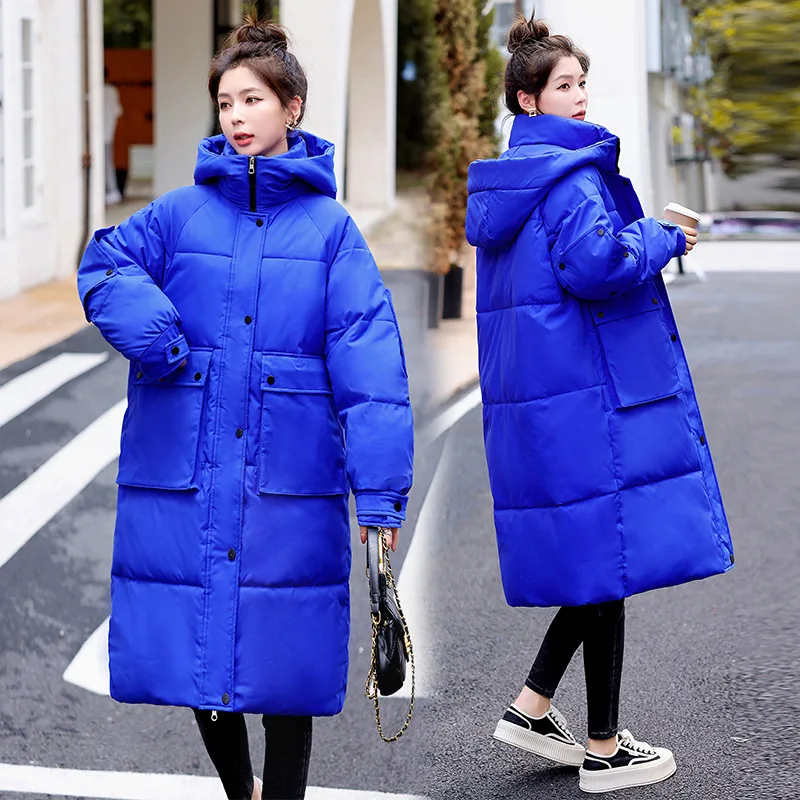 New Long Jacket Woman Parkas Fall Winter 2022 Thicken Warm Hooded Coat Oversized Korean Fashion Loose Puffer Outerwear