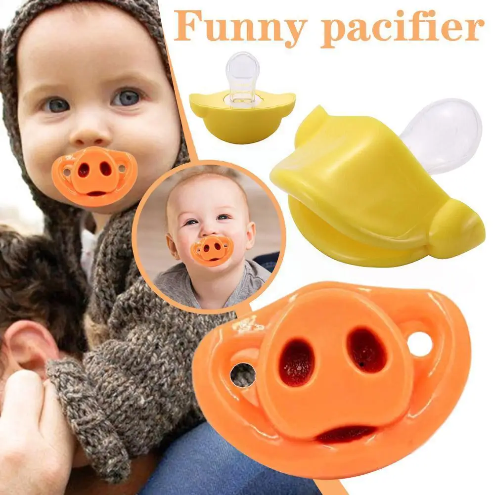 

Baby Funny Dummy Silicone Pacifier Anti-Off Soother Soft Moderate Soothing Pacifier Toy And Teething Food Grade Silicone S5E9