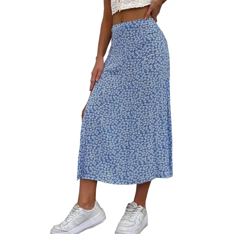 Jocoo Jolee Vintage Women Floral Print Split Midi Skirts 2023 A Line High Waist Summer New Ladies Long Skirt Fashion Streetwear images - 6