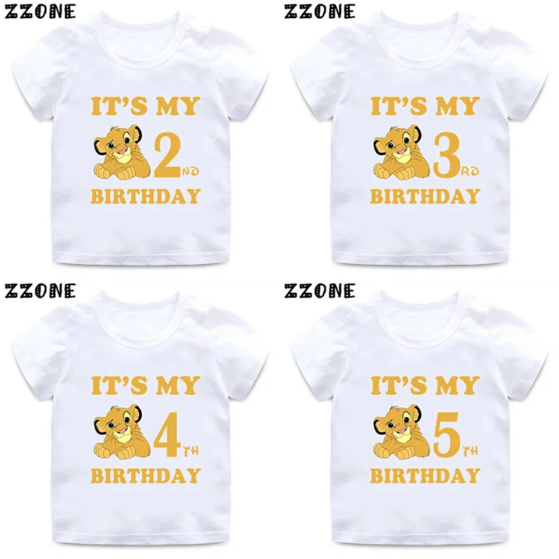 Disney Lion King Cute Simba Kids Clothes It's My 1 2 3 4 5 6 7 8 9 Years Birthday Boys Girls T shirt Baby Children T-Shirts
