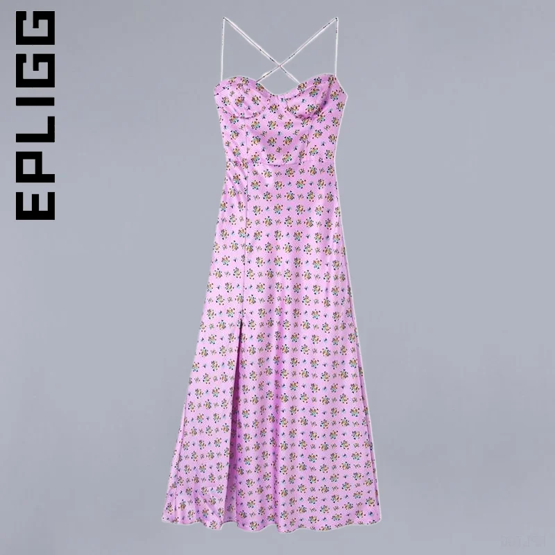 

Epligg женское новое платье с разрезом спереди и открытой спиной Шикарные Женские базовые наряды для отдыха Vestidos Женская одежда