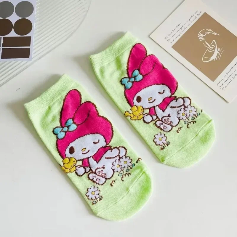 5 пар забавных женских носков-лодочек Sanrio Hello Kitty Cinnamoroll с героями мультфильмов