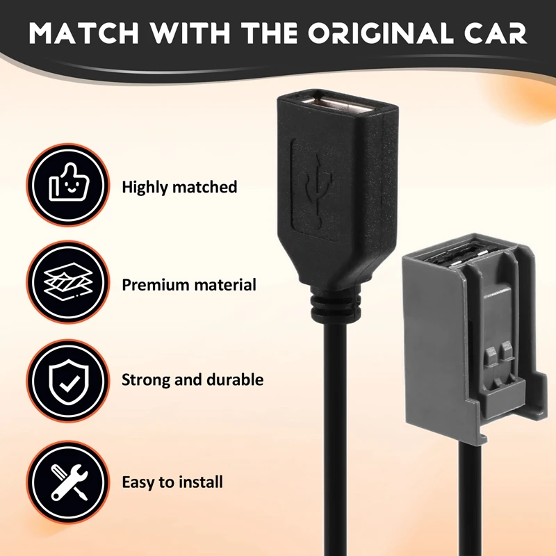 Car Aux USB Cable Adapter Female Port Extension Wire For Honda Civic Jazz CR-V Accord Stereo MP3 Interface Accessories