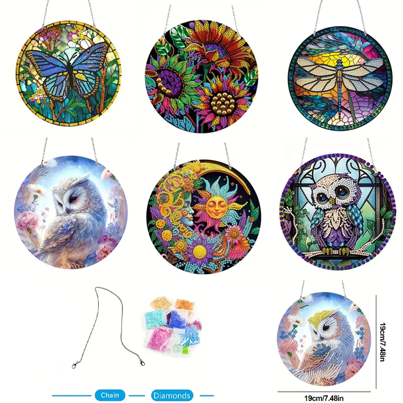 

5D DIY Diamond Painted Pendant Set Fantasy Animal Flowers Painted Diamond Embroidery Handmade Art Home Decoration Gift