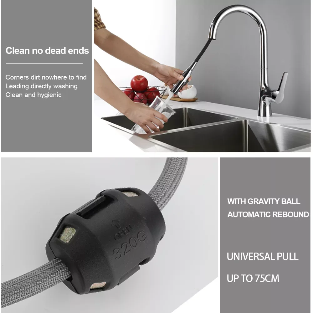 

Brass Chrome Black Brushed Gold Spray Rotation Deck Mounted Hot And Cold Water Sink Taps Pull Out Spout Kitchen Faucet