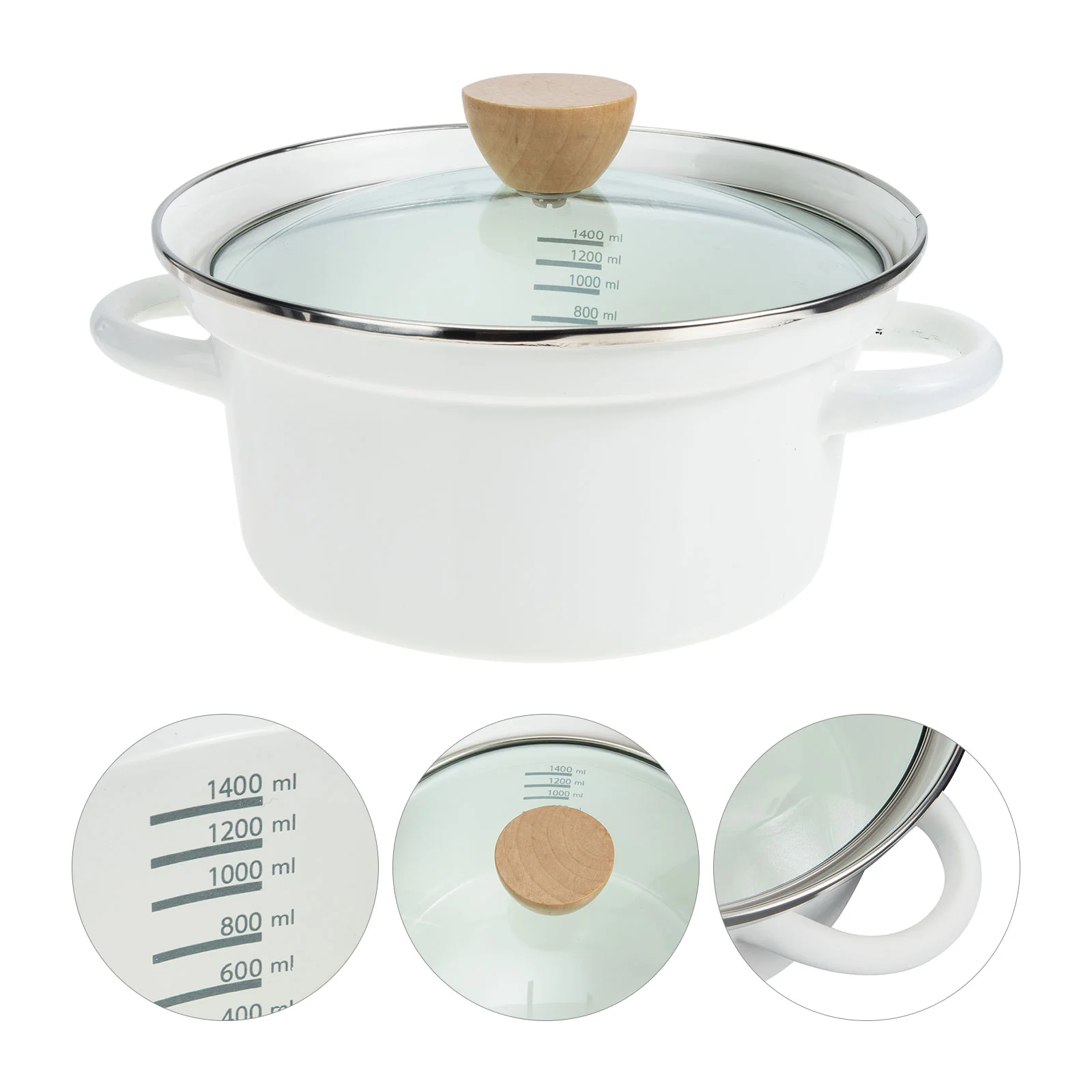 

Pot Enamel Soup Pan Lid Sauce Cooking Stockpot Household Saucepan Coated Round Ceramic Milk Kitchenware Lidded Pots Nonstick