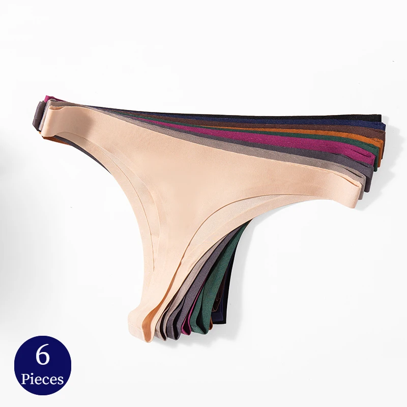 Женские Бесшовные Трусики-стринги Giczi Комплект Из 6 Удобных Шелковых Дышащих