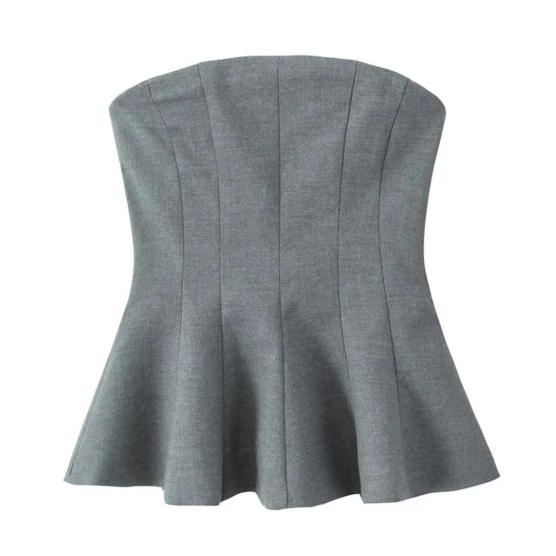 TRAF Топ женский черный полиэстер