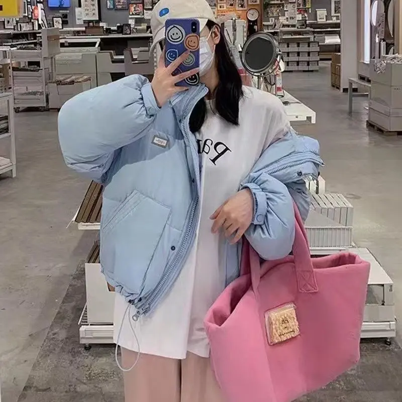 Winter Fashion New Down Jacket Women Short Korean Version of Hooded Solid Color Bread White Eiderdown Loose Thick Warm Coat