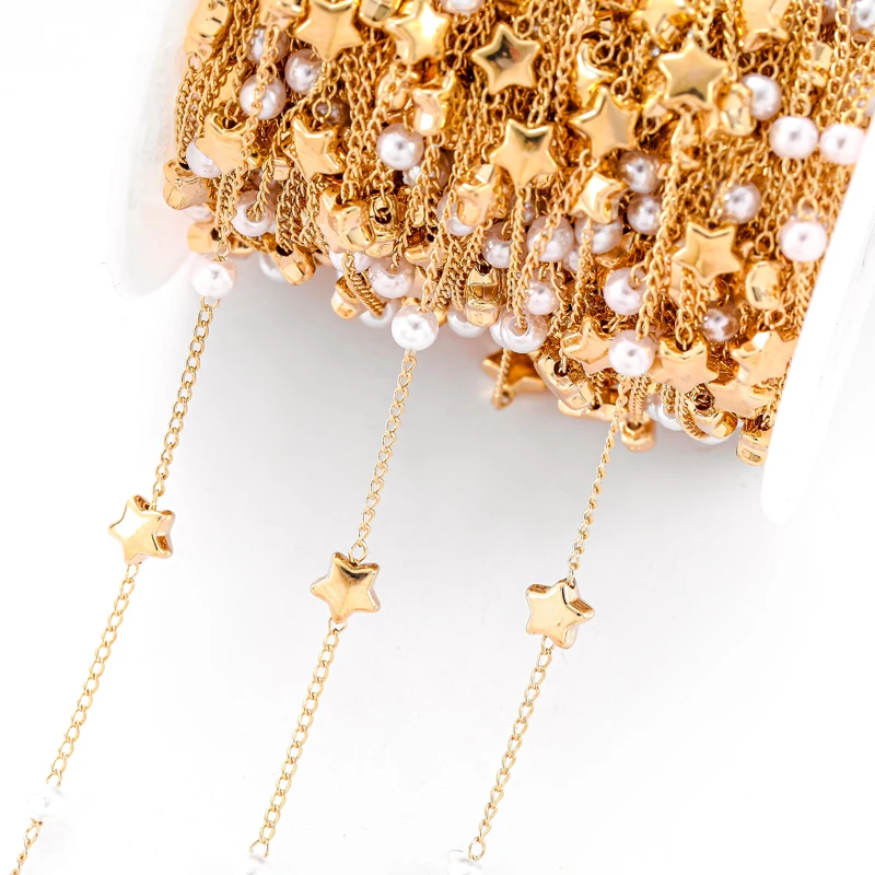 Жемчужная цепочка 1 метр 4 мм 6 CCB сплющенный круг сердце звезда бисер медная для