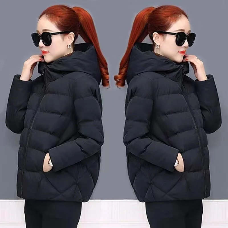 Women Jacket Parka Down Cotton Padded Coat 2023 Autumn Winter Slim Short Hooded Warm Thicken Jackets Women's Outerwear Clothing