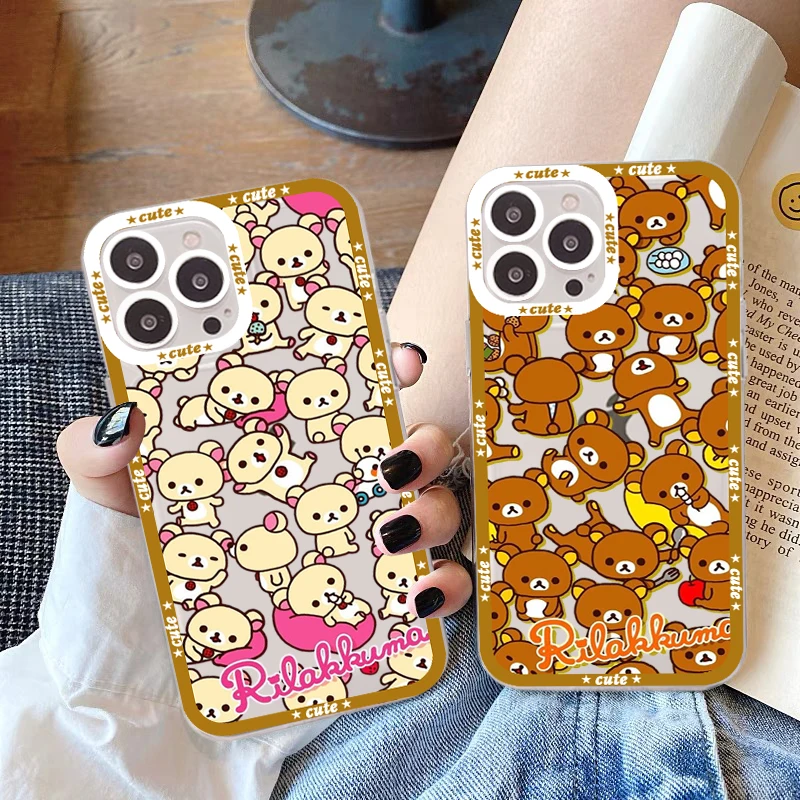 

Cute Cartoon Rilakkuma Phone Case for iPhone 11 12 13 Mini Pro Max 14 Pro Max Case shell