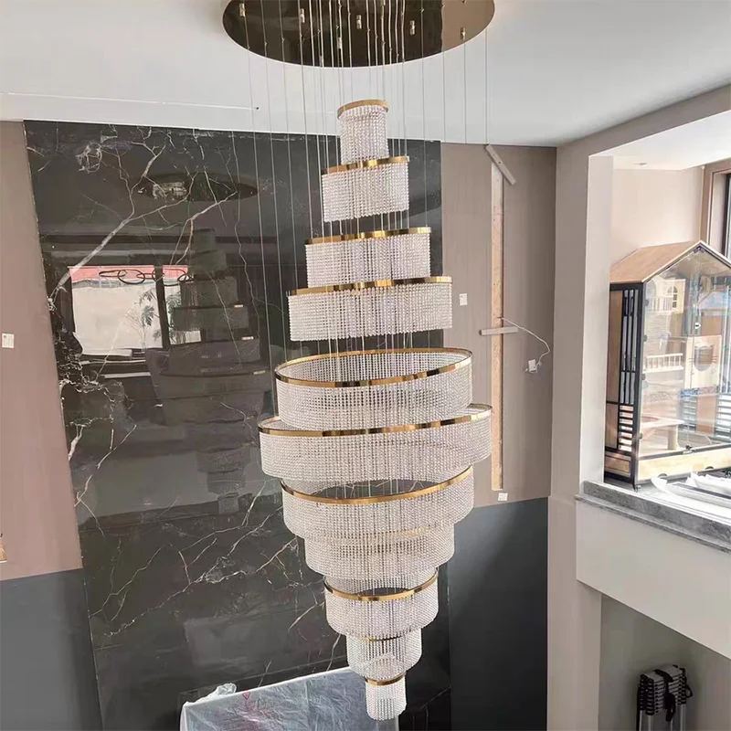 

Pendant Lights Modern rings crystal Chandeliers for living room lobby luxury staircase hanging light fixtures home decor large