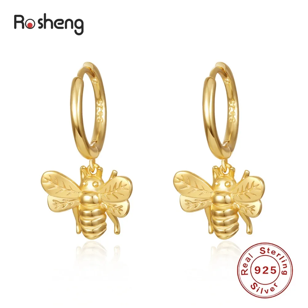 

Cute Bee Hoop Earrings 925 Sterling Silver Ear Clip Female Personalized Cold Style Exaggerated Korean Earrings for Women