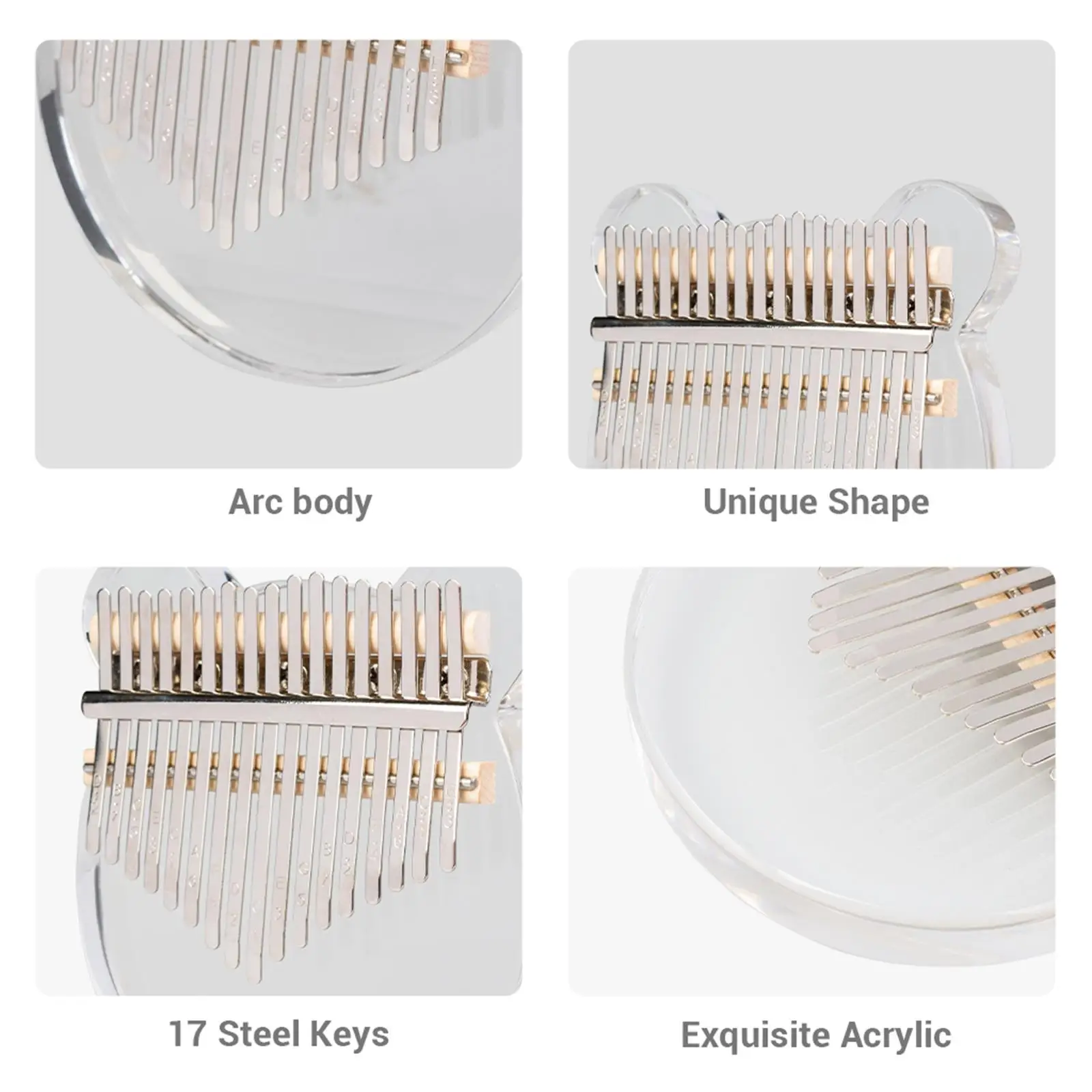 

17 Keys Transparent Acrylic Thumb Piano Carved Fingers