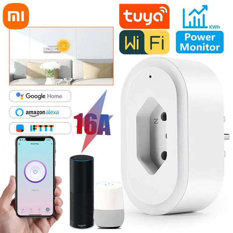 

Tuya Wifi Smart Brazil Switch Plug Ewelink Smart Xiaomi Socket Smart Life Br Outlet With Power Monitor For Alexa Google Home
