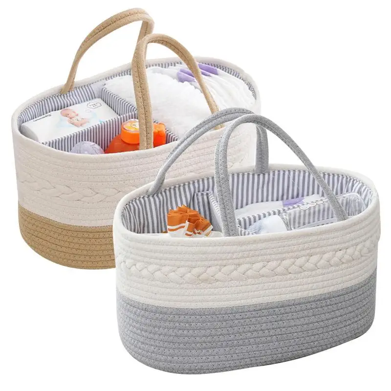 

Toddler Diaper Basket Reliable Convenient Move Divided Nursery Essentials Container Multifunctional Uses Portable Basket